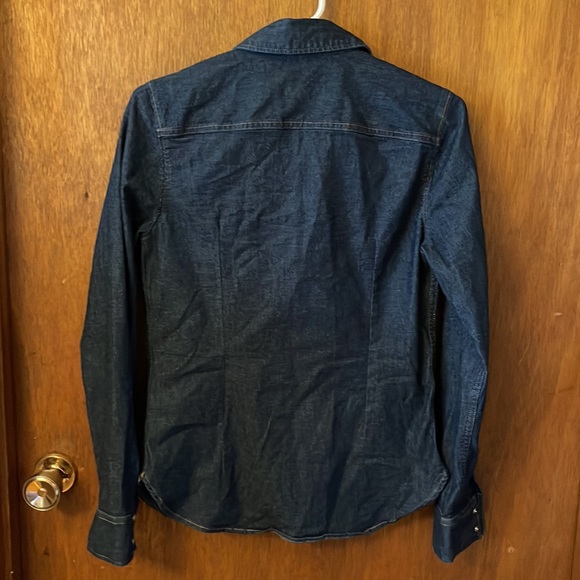 H&M dark denim snap front shirt - Picture 5 of 7